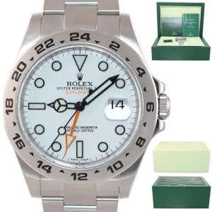 MINT 2019 Rolex Explorer II 42mm 216570 White Polar Orange Steel GMT Watch Box
