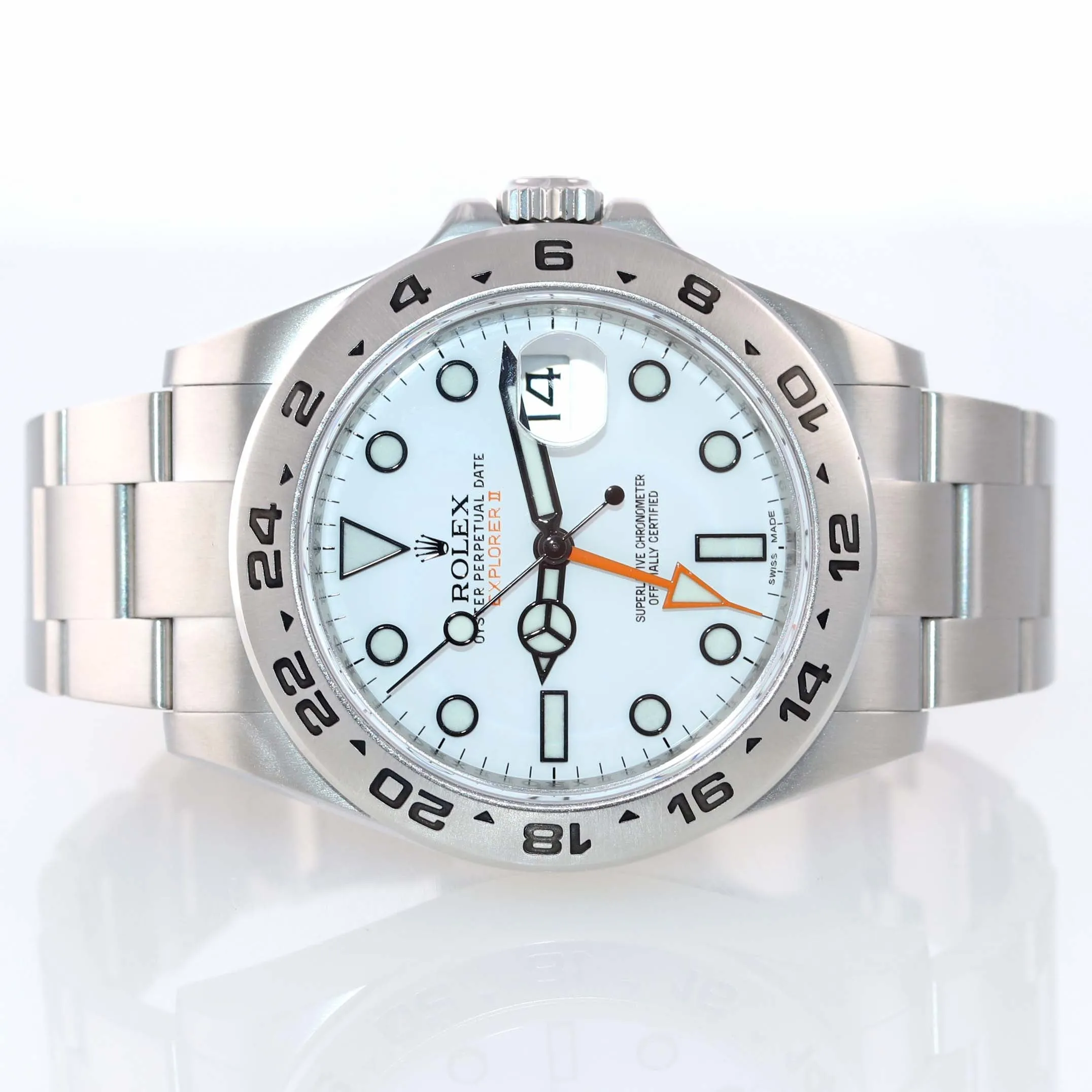 MINT 2019 Rolex Explorer II 42mm 216570 White Polar Orange Steel GMT Watch Box