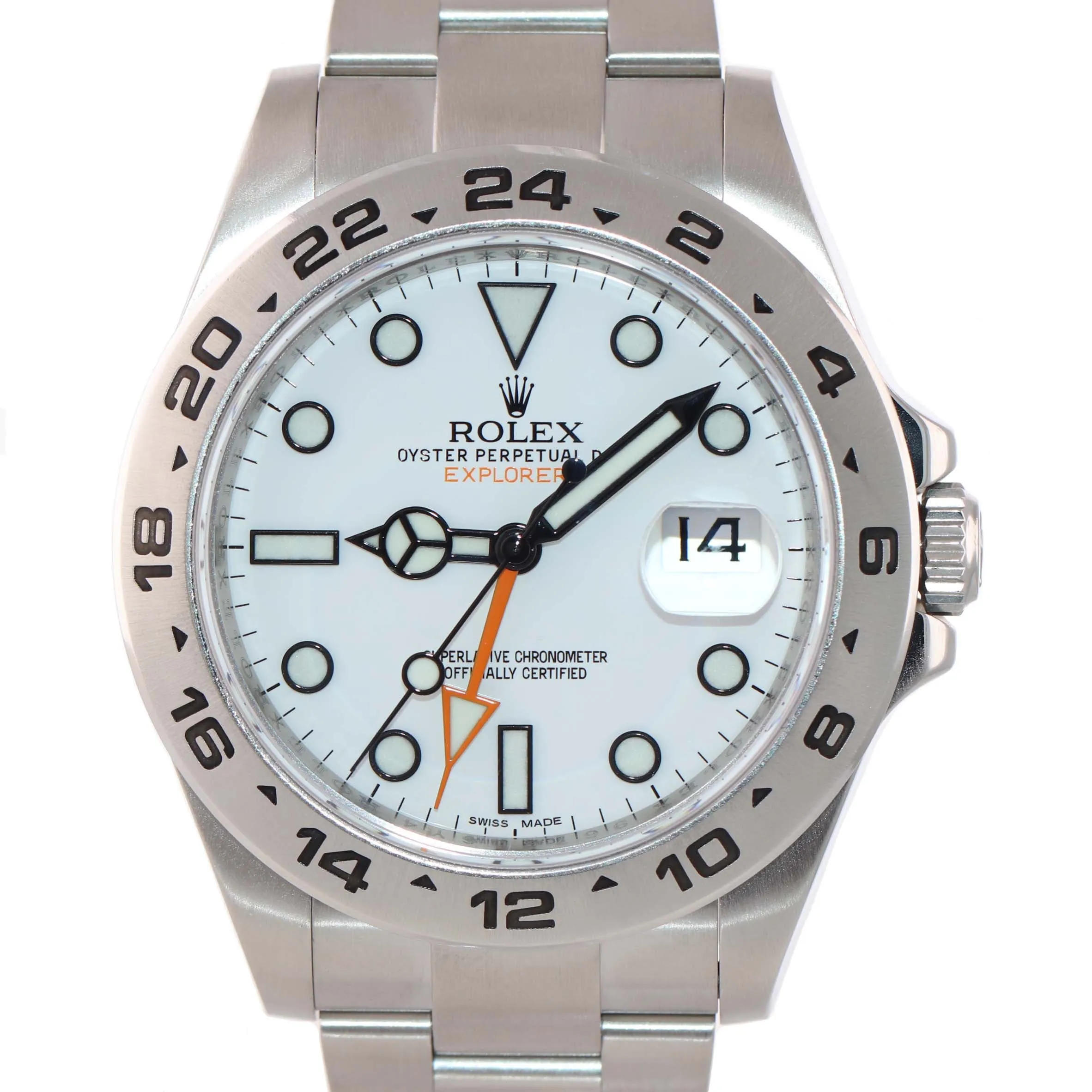 MINT 2019 Rolex Explorer II 42mm 216570 White Polar Orange Steel GMT Watch Box