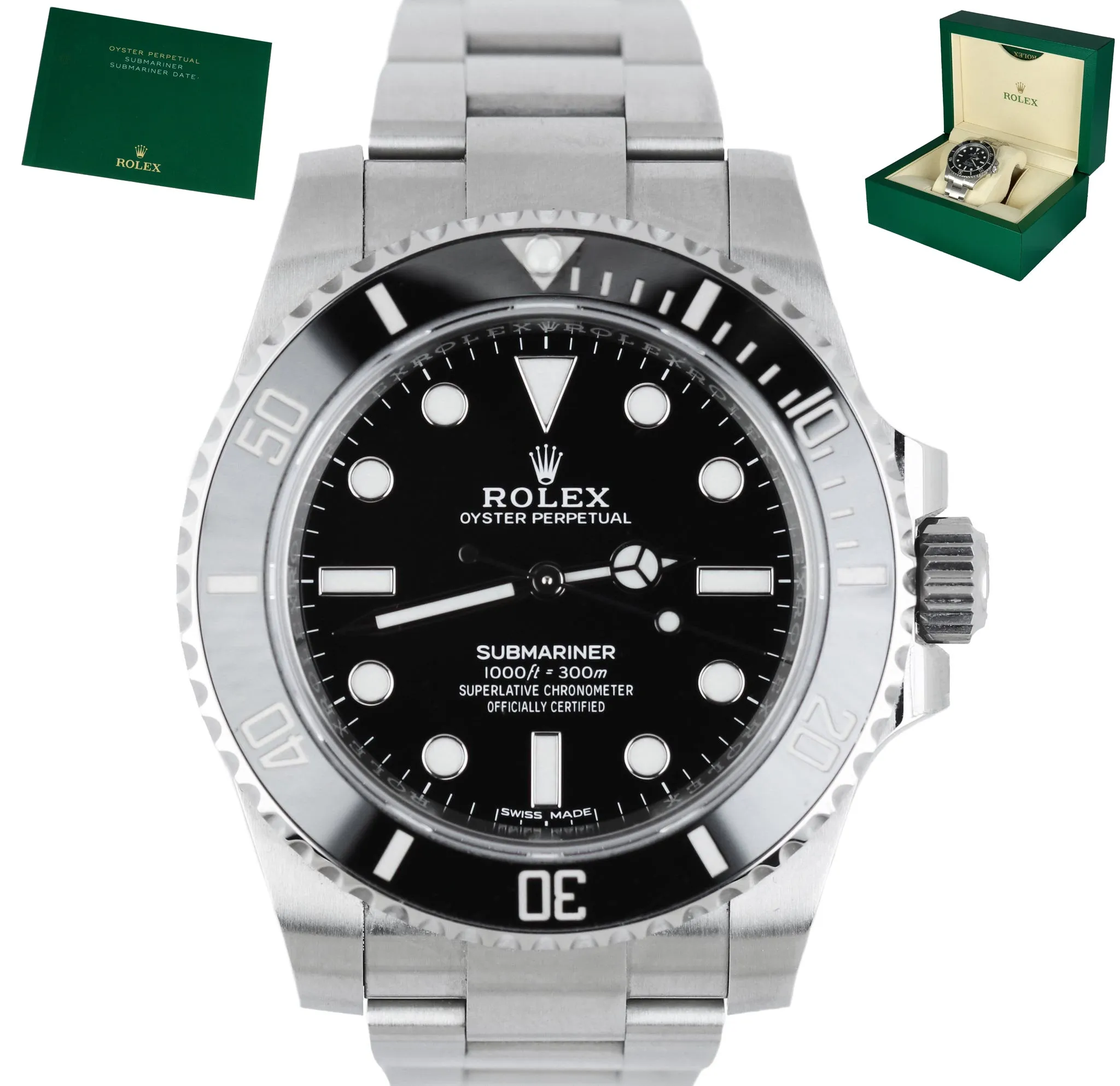 MINT 2019 Rolex Submariner No-Date Stainless Black Ceramic 40mm 114060 Watch