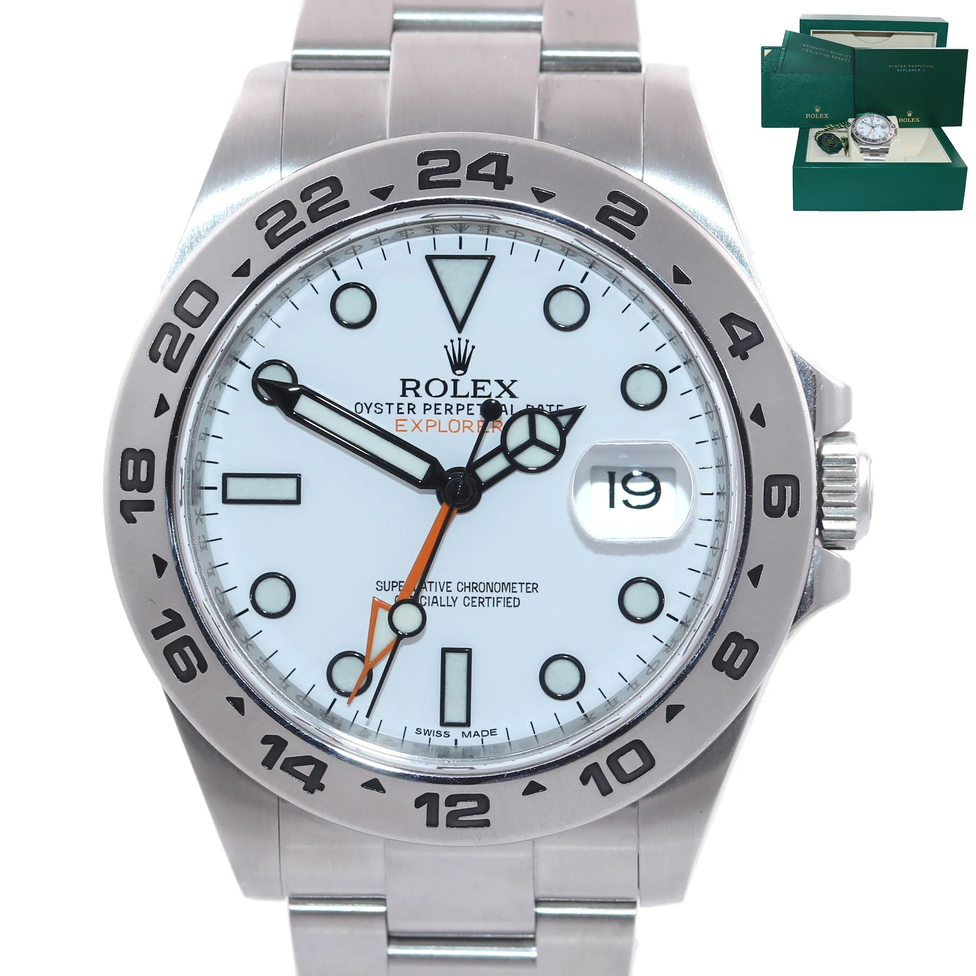MINT 2020 Rolex Explorer II 42mm Polar 216570 White Steel Oyster GMT Watch Box