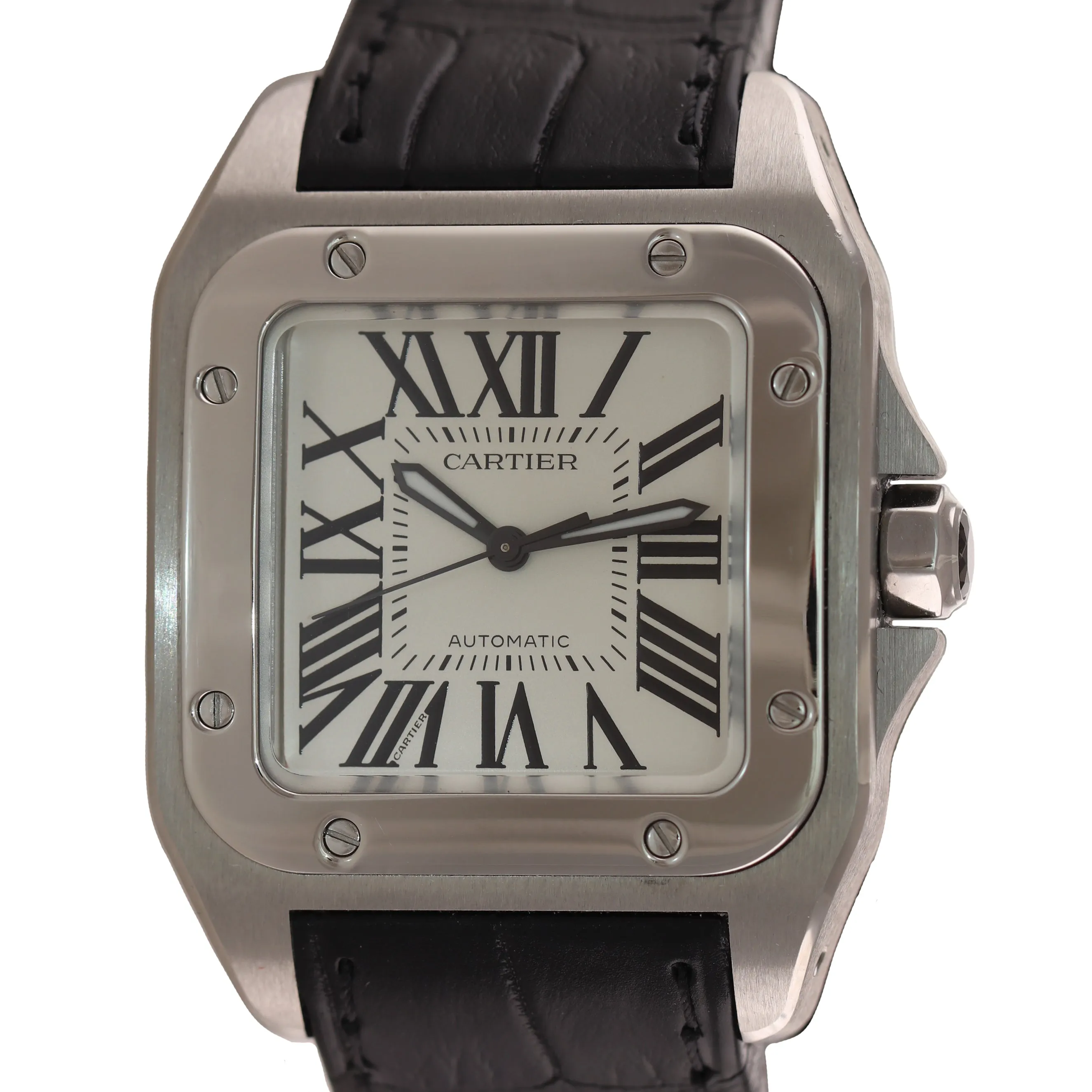 MINT Cartier Santos 100 Midsize 33mm Steel Automatic Roman 2878 W20106X8 Watch