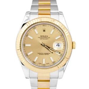 MINT Rolex Datejust II 2 Champagne 18K Two-Tone Gold Stainless 41mm Watch 116333