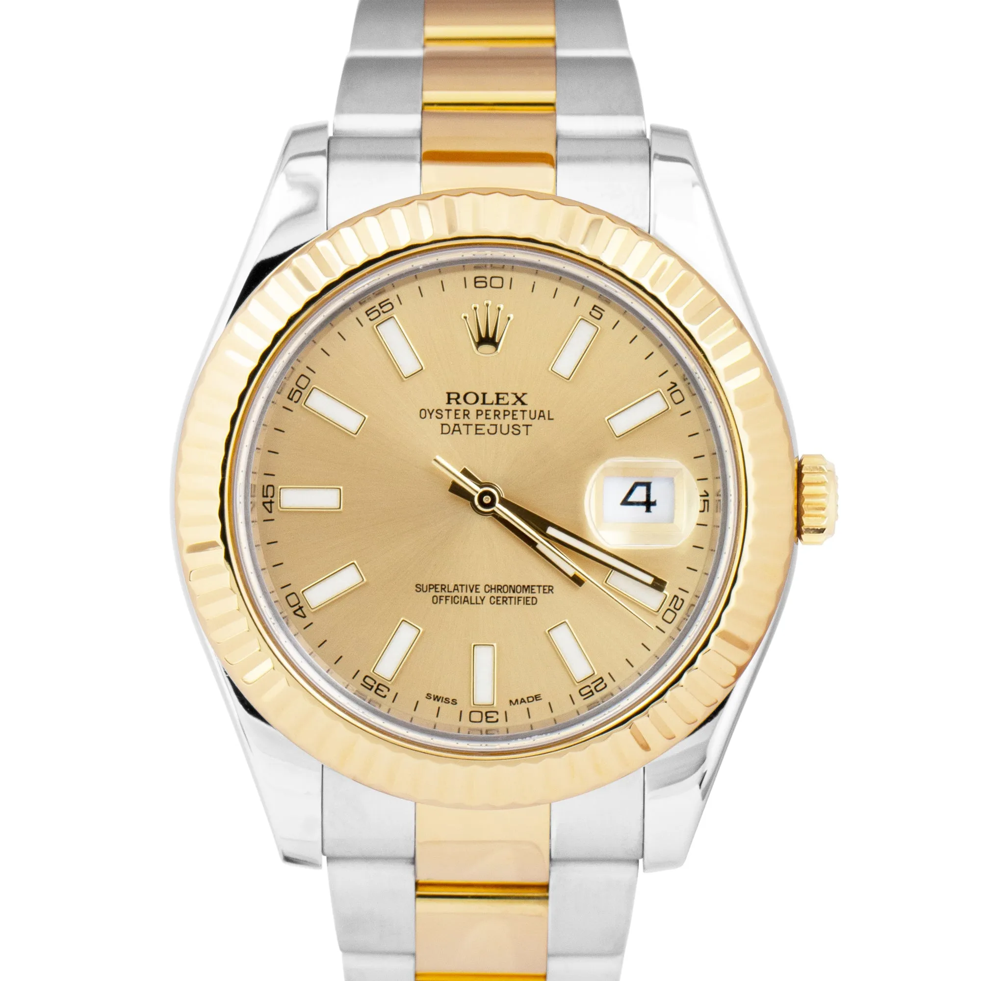 MINT Rolex Datejust II 2 Champagne 18K Two-Tone Gold Stainless 41mm Watch 116333