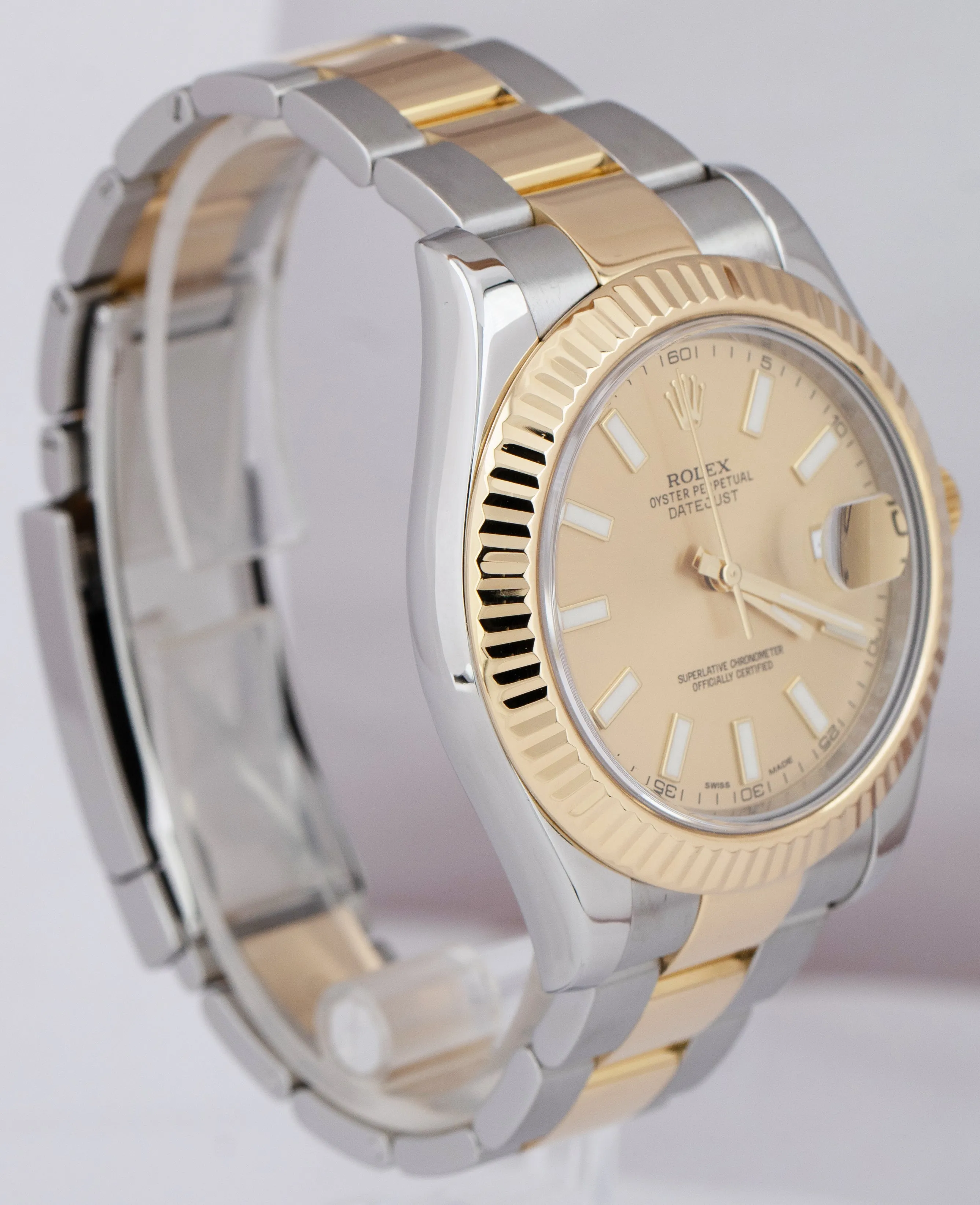 MINT Rolex Datejust II 2 Champagne 18K Two-Tone Gold Stainless 41mm Watch 116333