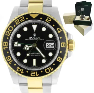 MINT Rolex GMT-Master II Ceramic 116713 Black Two-Tone 40mm Watch BOX PAPERS