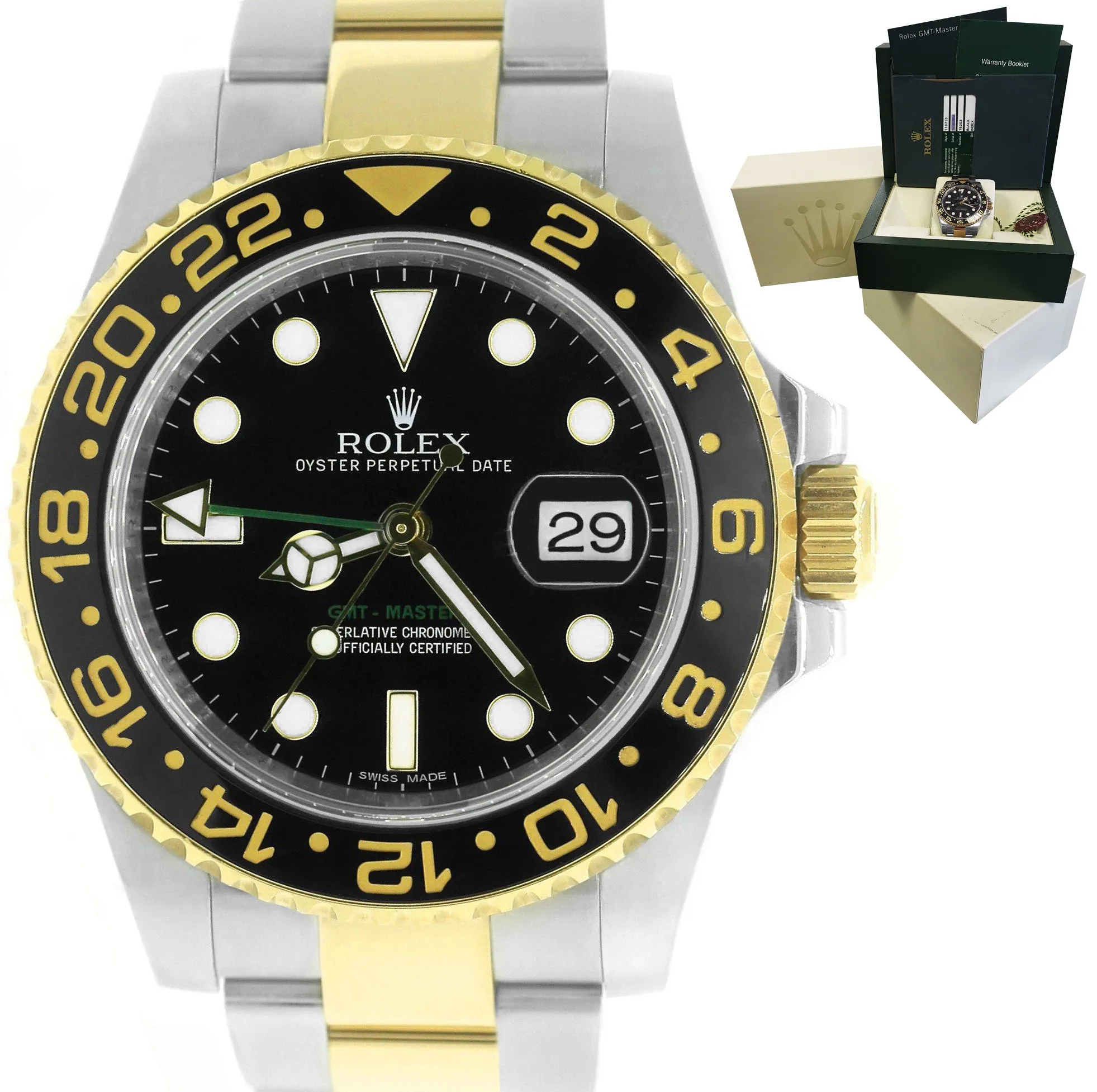 MINT Rolex GMT-Master II Ceramic 116713 Black Two-Tone 40mm Watch BOX PAPERS