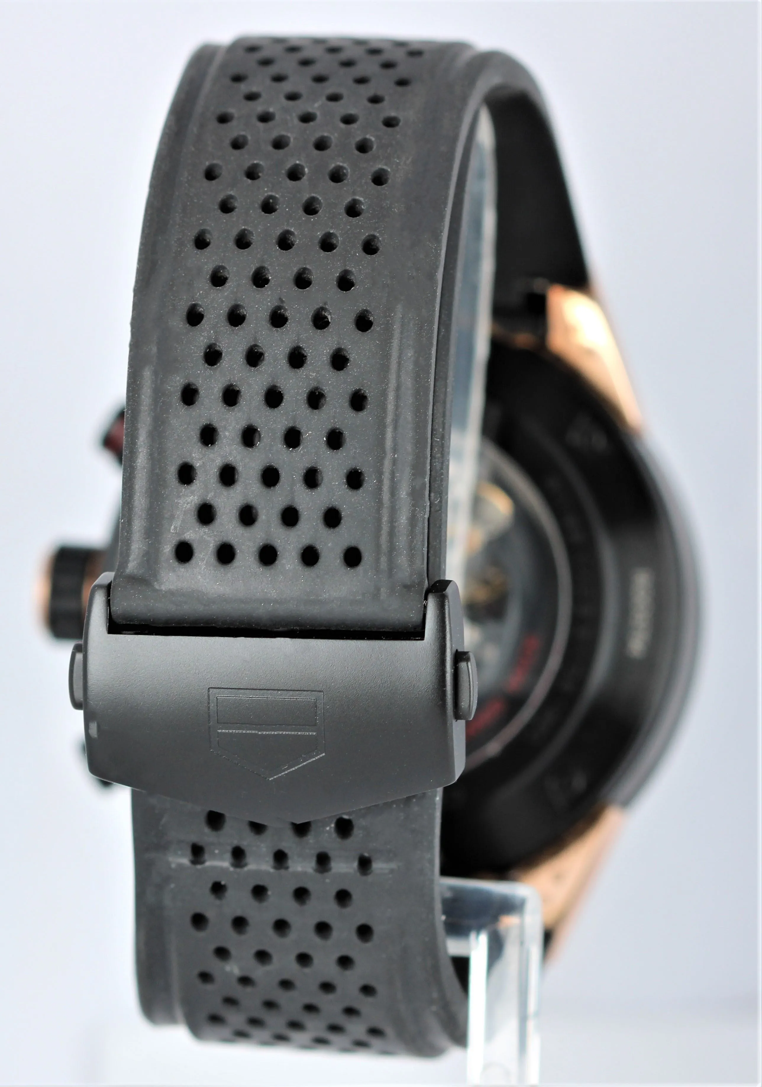 MINT Tag Heuer Carrera Skeleton 18K Rose Gold Black Titanium 45mm CAR2A5A Watch