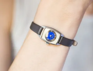 Modern women's watch, navy white watch Sekonda, rare ladies watch, rectangular watch 80s, ethno pattern watch gift new genuine leather strap