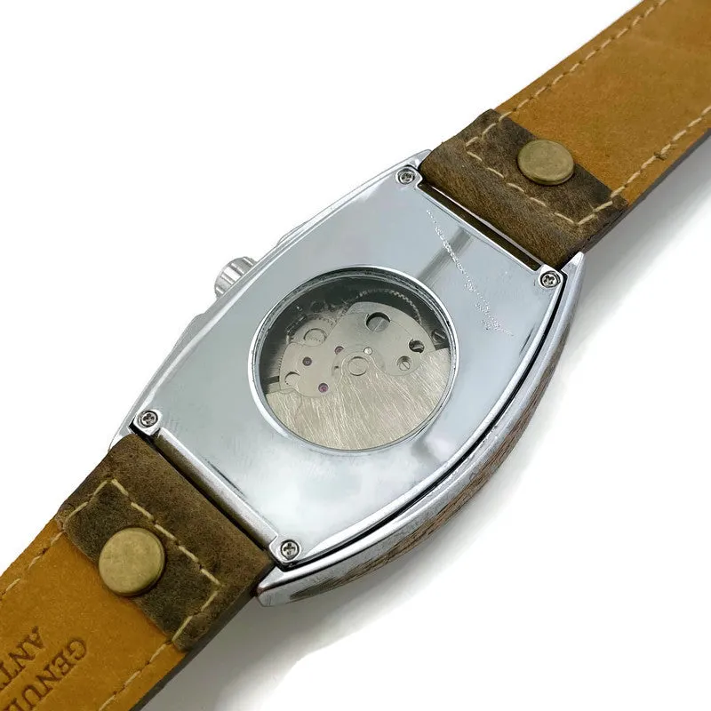 Moon Automatic Mechanical Watch,Blue Dial with Leather Band