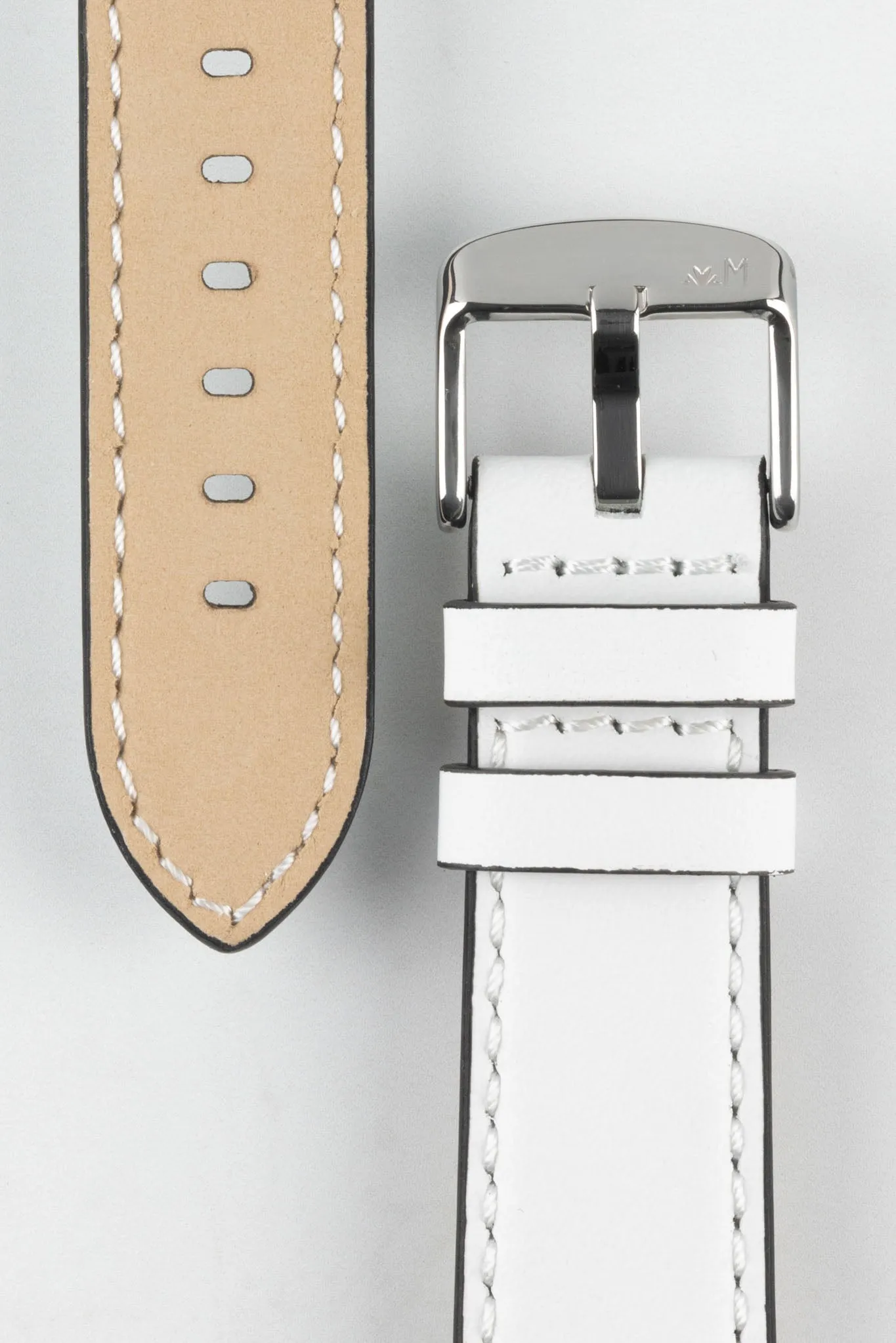 Morellato CROQUET Quick-Release Leather Watch Strap in WHITE