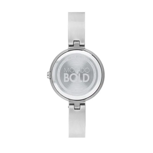 Movado Bold Bangle Ladies Silver Tone Mother of Pearl Dial and Crystal Set Dot Watch