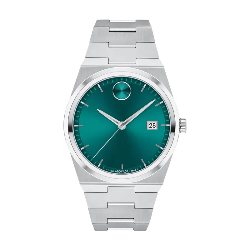 Movado Bold Quest Mens Stainless Steel Green Dial Watch