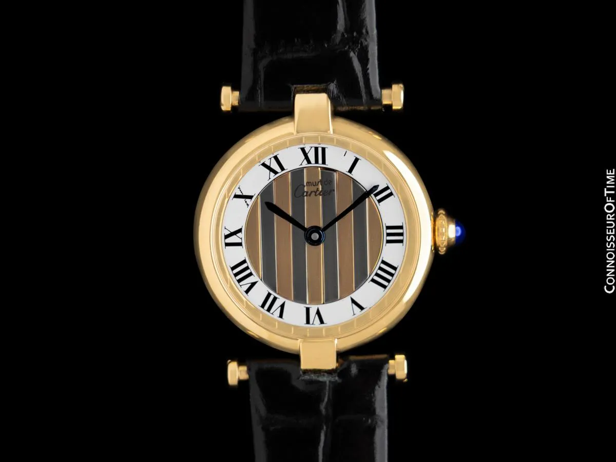Must De Cartier Vendome Ladies Vermeil Watch with Trinity Dial - 18K Gold Over Sterling Silver