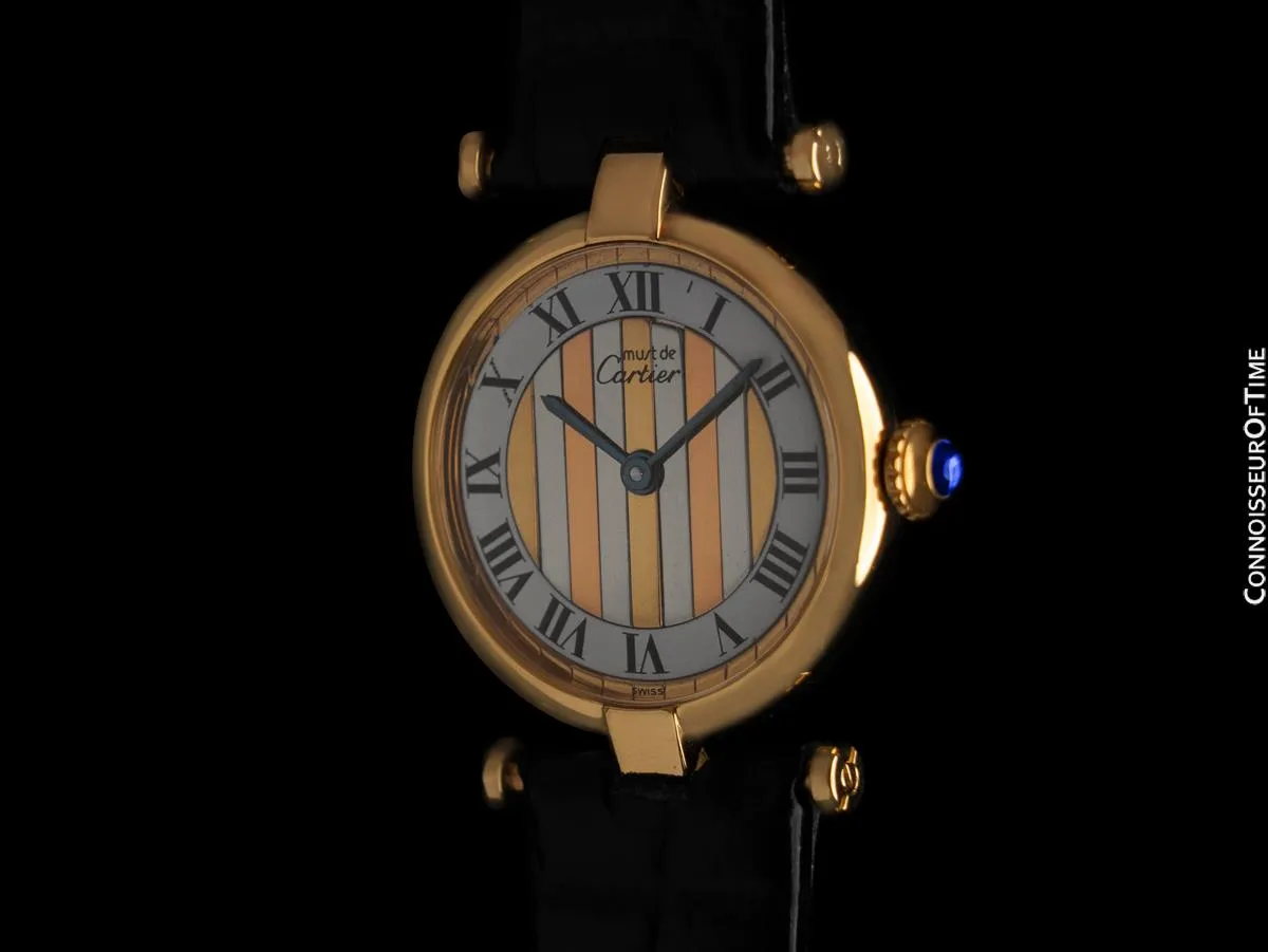 Must De Cartier Vendome Ladies Vermeil Watch with Trinity Dial - 18K Gold Over Sterling Silver