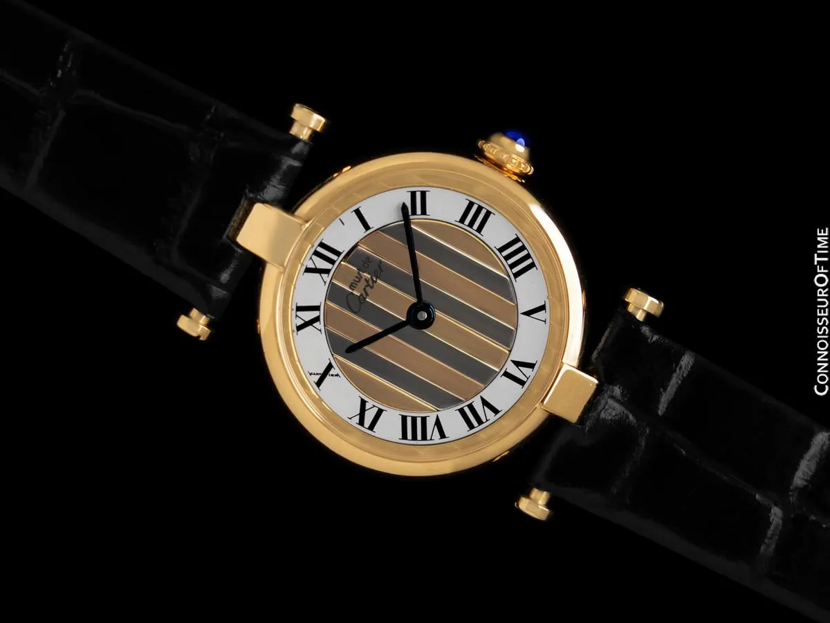 Must De Cartier Vendome Ladies Vermeil Watch with Trinity Dial - 18K Gold Over Sterling Silver