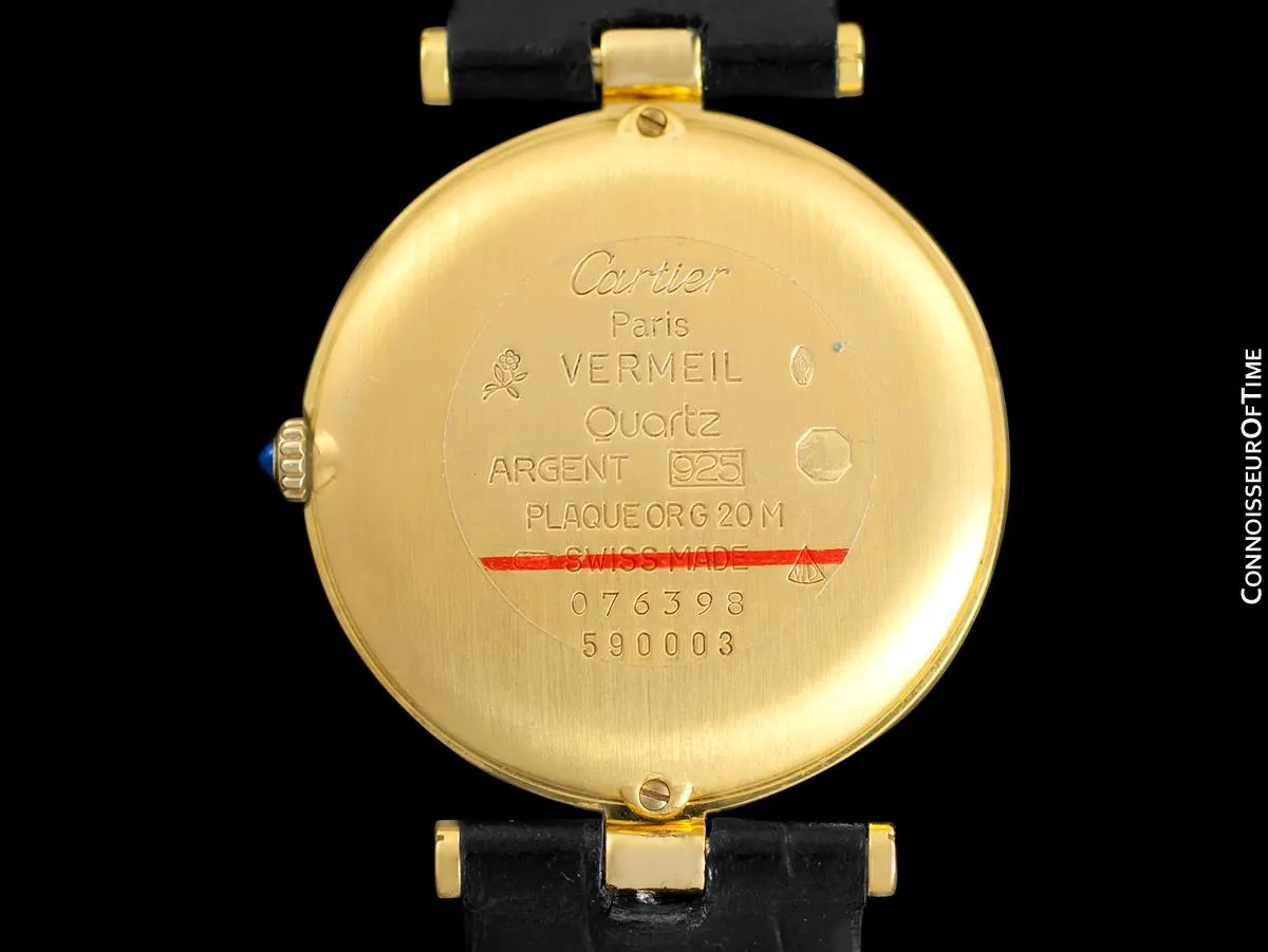 Must De Cartier Vendome Mens Midsize Unisex Vermeil Watch - 18K Gold Over Sterling Silver