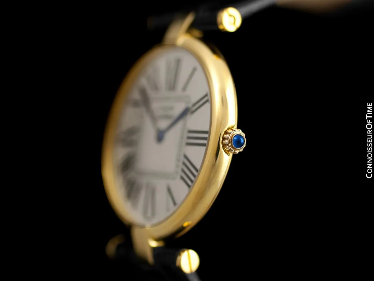 Must De Cartier Vendome Mens Midsize Unisex Vermeil Watch - 18K Gold Over Sterling Silver