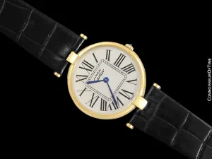 Must De Cartier Vendome Mens Midsize Unisex Vermeil Watch - 18K Gold Over Sterling Silver