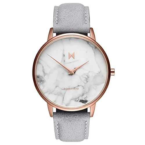 MVMT Boulevard Womens Watch, 38 MM | Leather, Analog Minimalist Watch | Beverly Marble