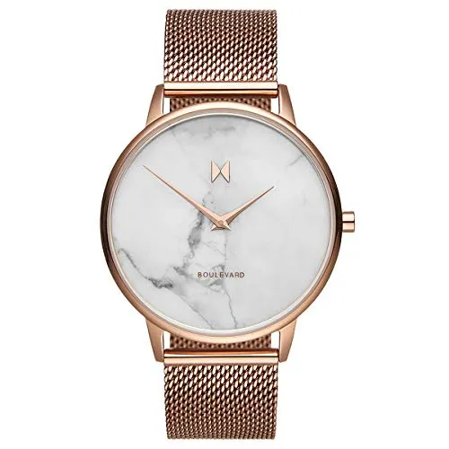 MVMT Boulevard Womens Watch, 38 MM | Stainless Steel Mesh Band, Analog Minimalist Watch | Malibu Marble