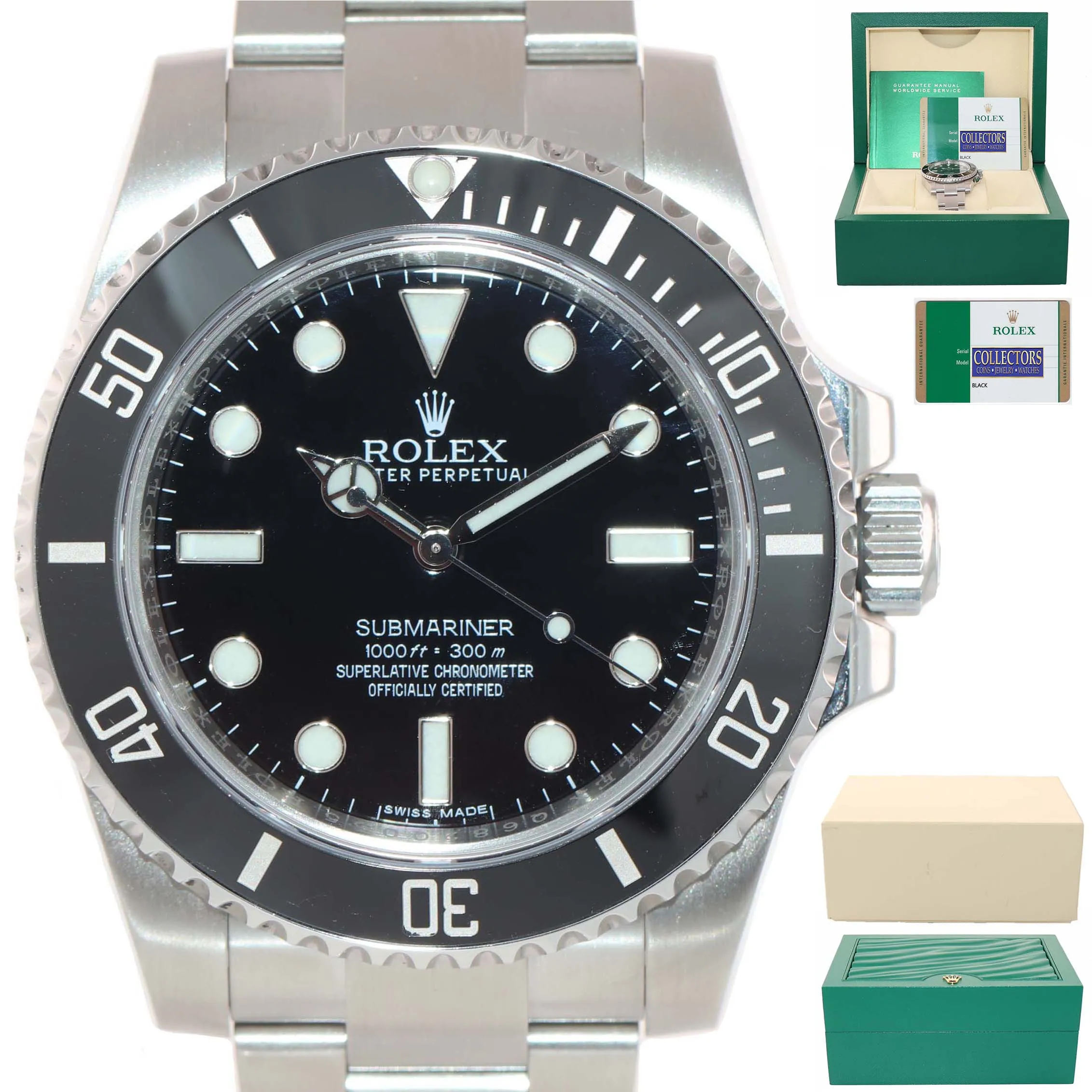 NEW 2019 PAPERS Rolex Submariner No-Date 114060 Steel Black Ceramic Watch Box