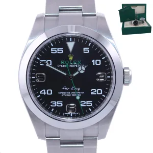 NEW 2020 PAPERS Rolex Air-King 116900 Green Arabic 40mm Steel Watch Box