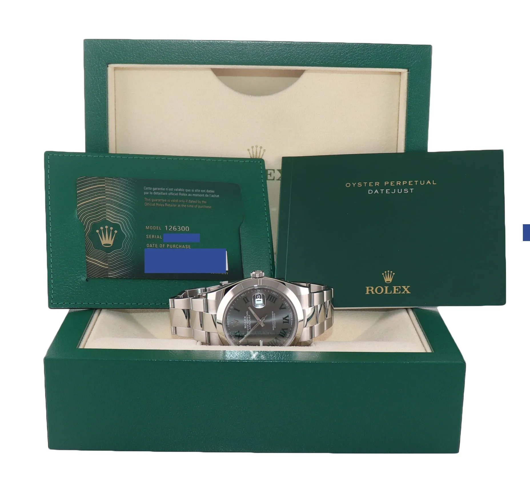 NEW 2021 PAPERS Rolex DateJust 41 Steel 126300 Wimbledon Oyster 41mm Watch Box