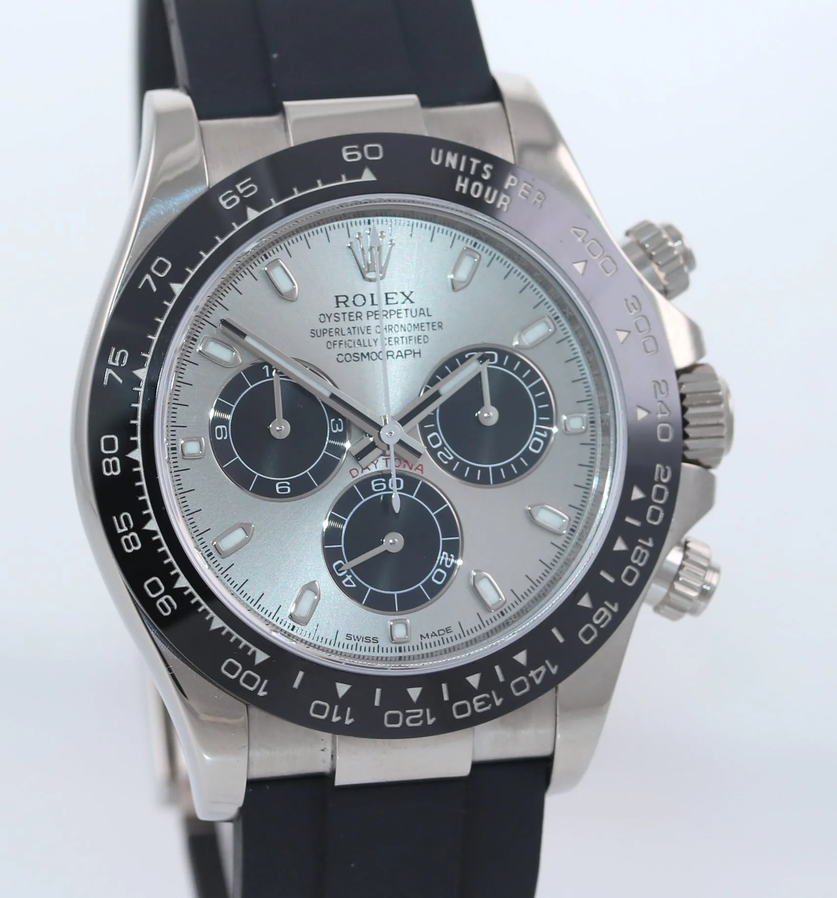 NEW 2021 Rolex Daytona Cosmograph 116519LN 18K White Gold Ceramic Silver Watch