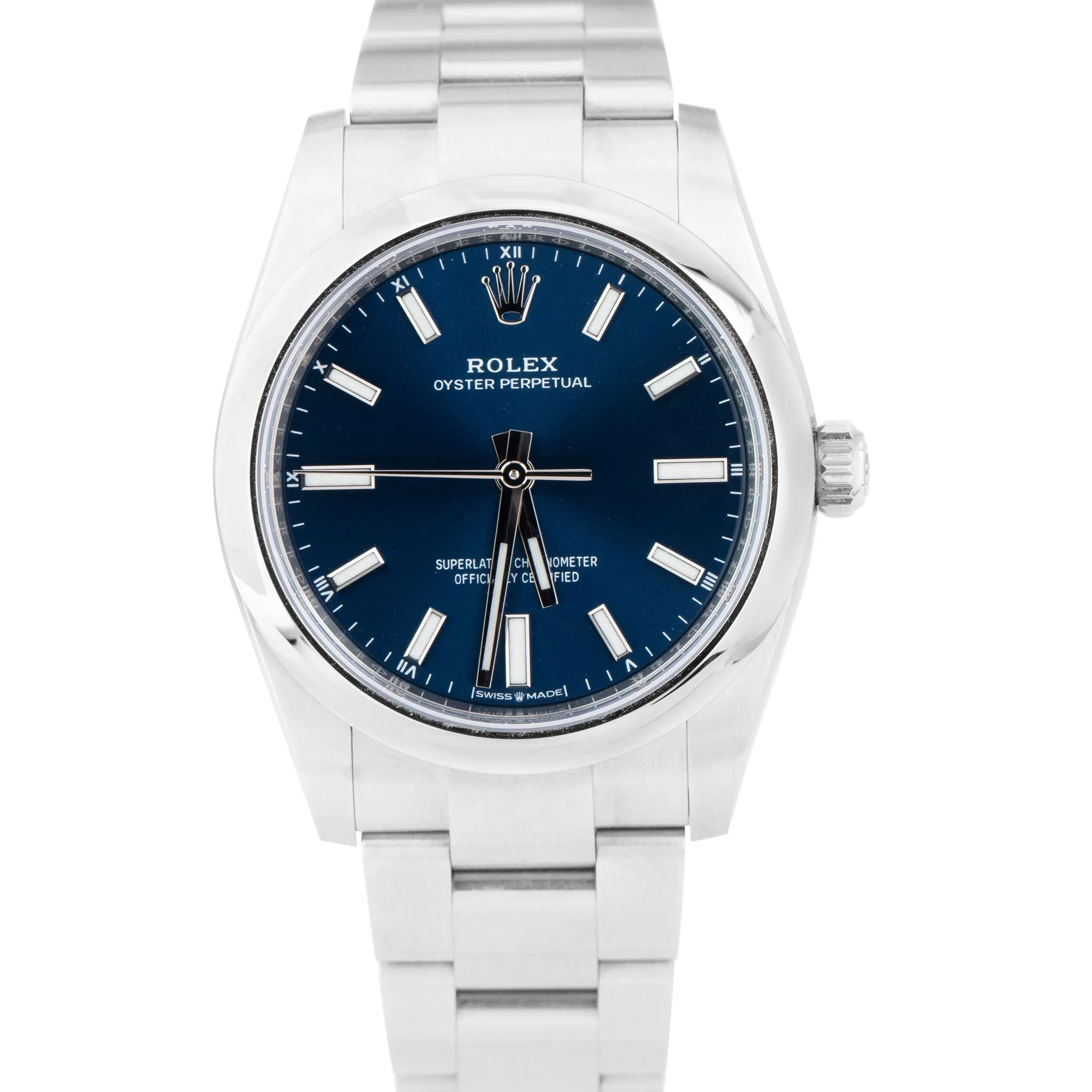 NEW APR. 2022 Rolex Oyster Perpetual 34mm Stainless Steel Blue Watch 124200