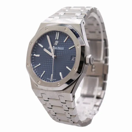 NEW! Audemars Piguet Men's Royal Oak Stainless Steel 41mm Blue "Grande Tapisserie" Stick Dial Watch Ref #15500ST.OO.1220ST.01