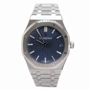 NEW! Audemars Piguet Men's Royal Oak Stainless Steel 41mm Blue "Grande Tapisserie" Stick Dial Watch Ref #15500ST.OO.1220ST.01