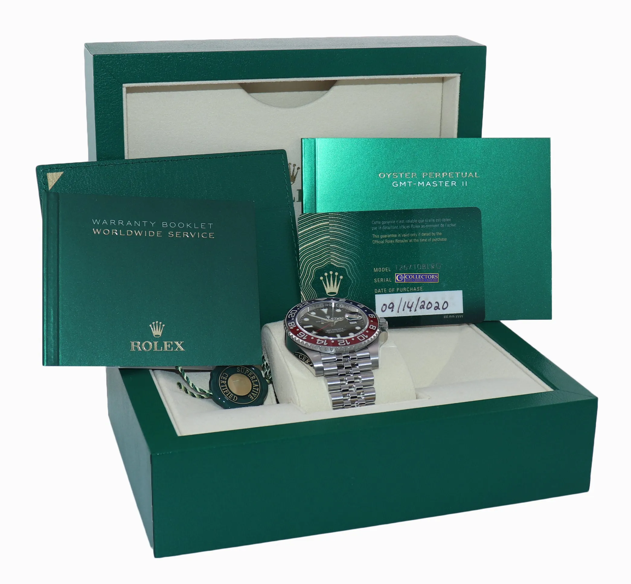 NEW GREEN CARD 2020 Rolex GMT Master PEPSI Red Blue Ceramic 126710 BLRO Watch