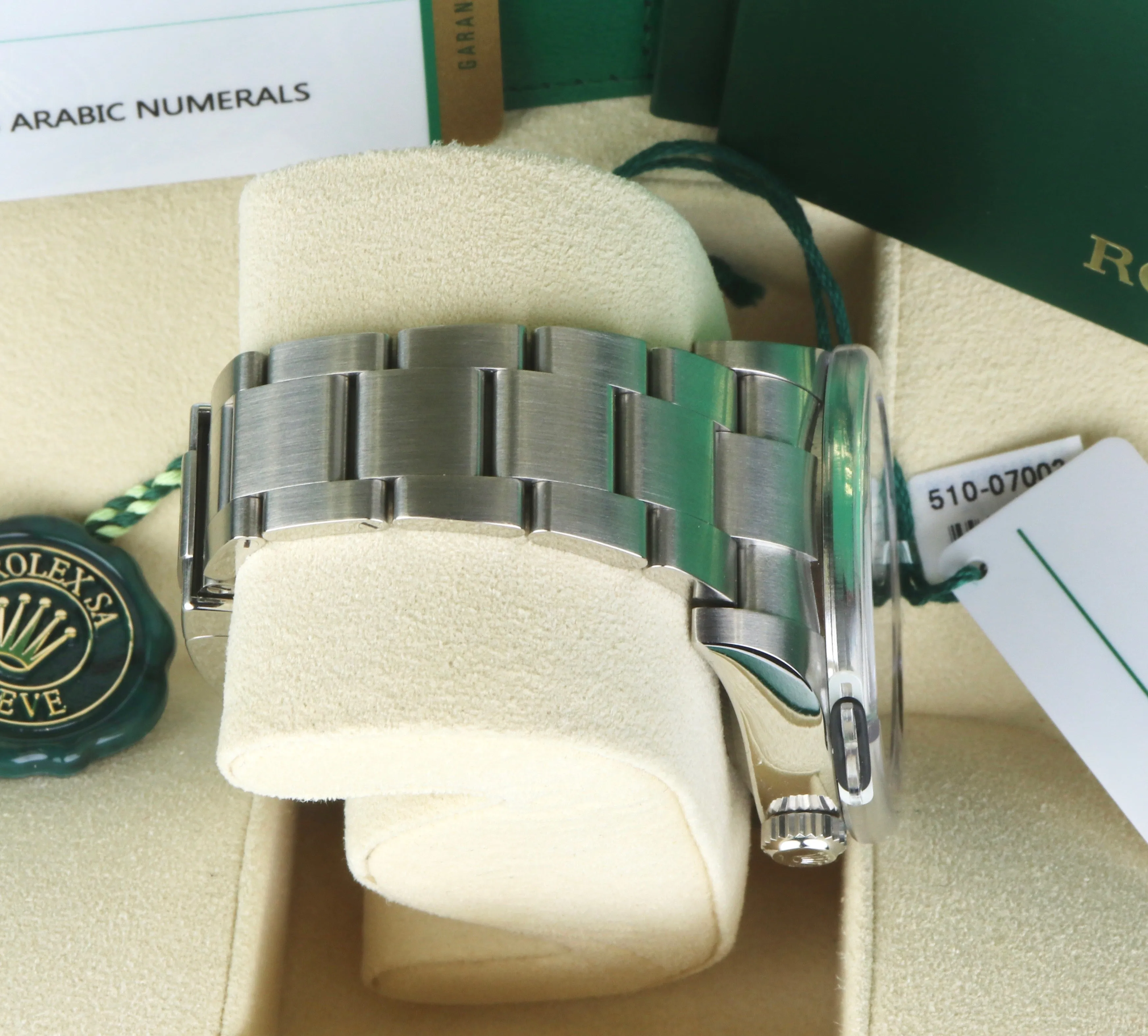 NEW JUNE 2020 Rolex Air-King 40mm Green Yellow Black Arabic Stainless 116900