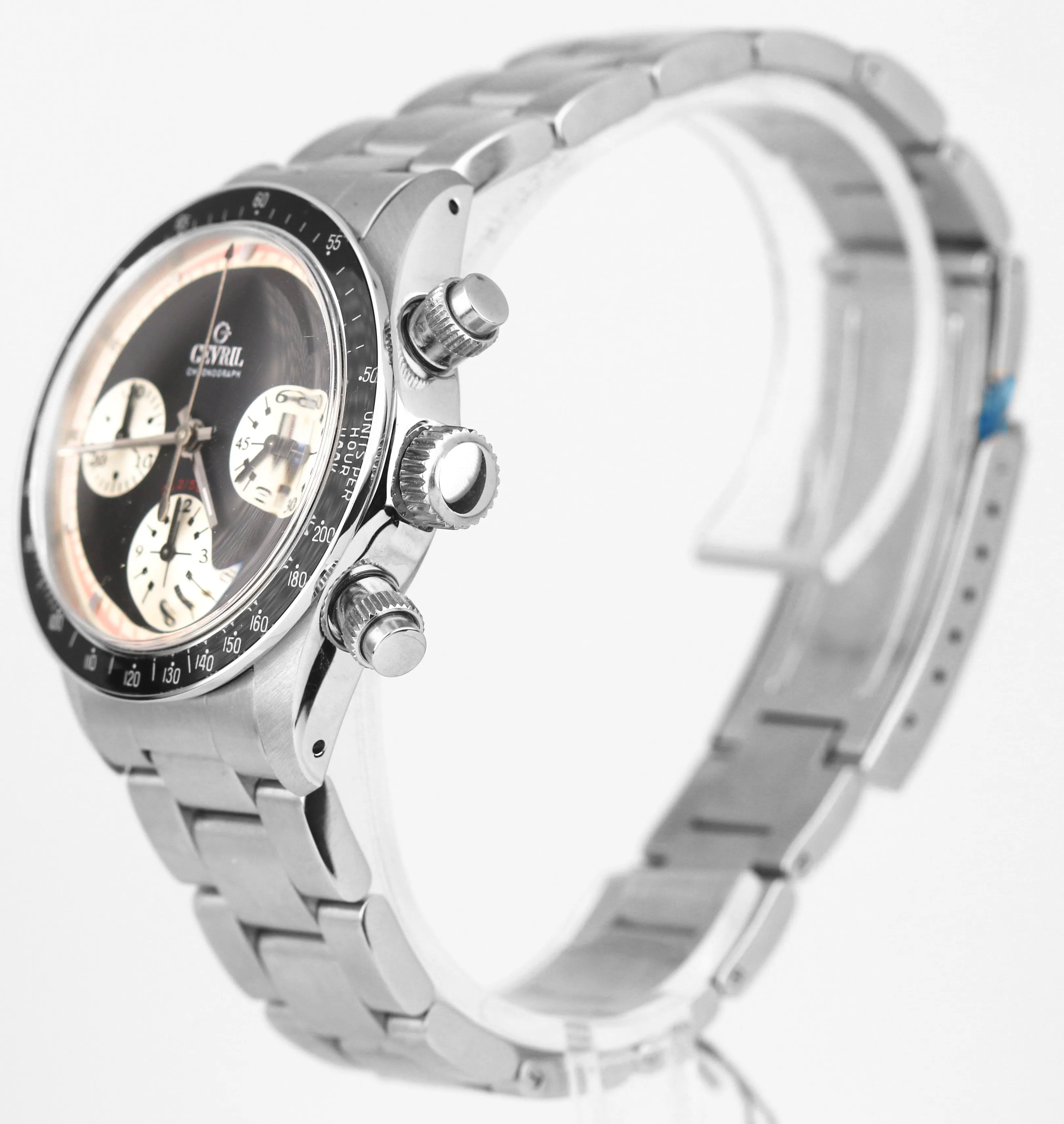 NEW Limited Gevril Tribeca Paul Newman Black Steel Chronograph 37mm Watch