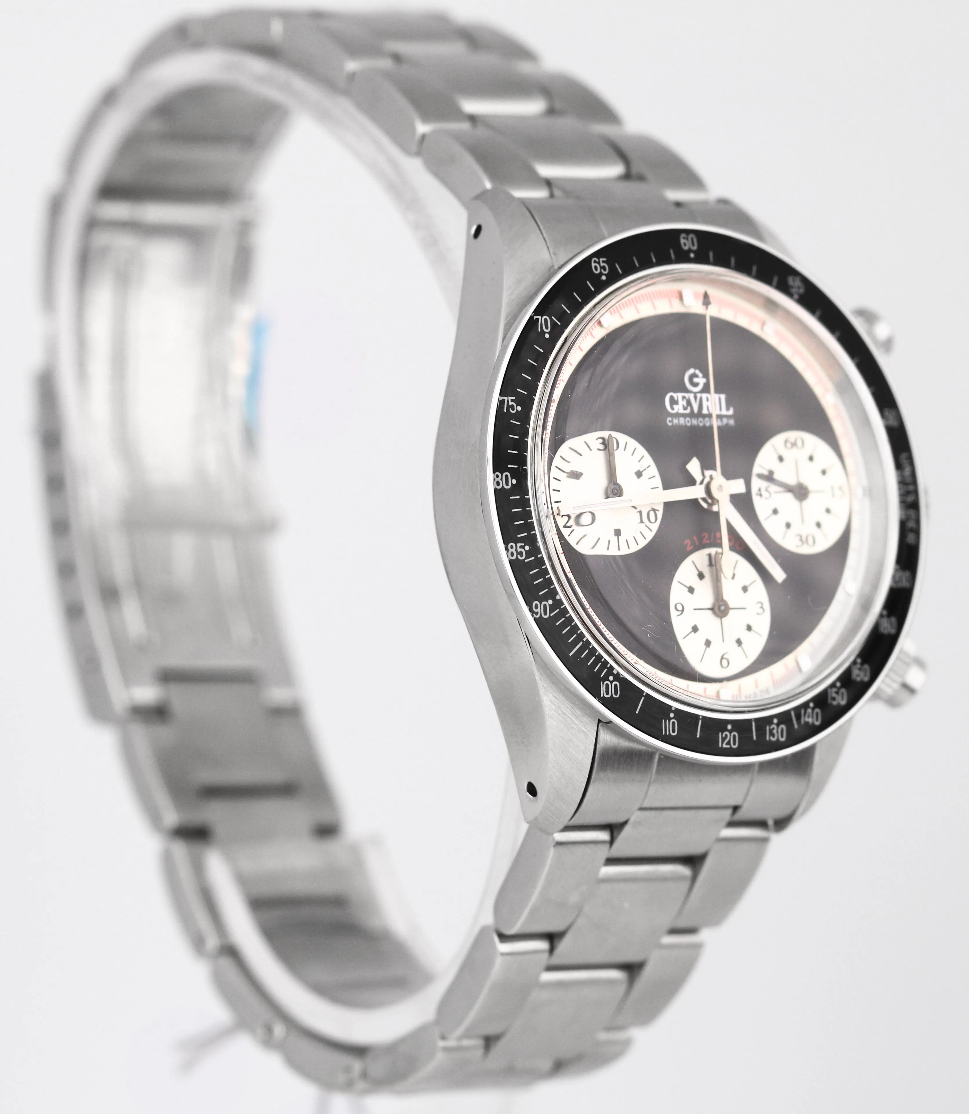 NEW Limited Gevril Tribeca Paul Newman Black Steel Chronograph 37mm Watch