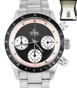 NEW Limited Gevril Tribeca Paul Newman Black Steel Chronograph 37mm Watch