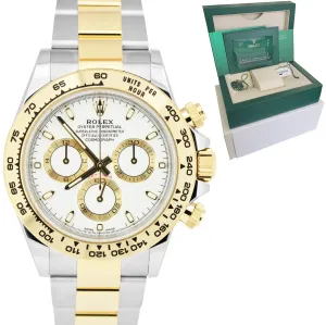 NEW MAR. 2022 Rolex Daytona Two-Tone Gold Steel White Chronograph Watch 116503