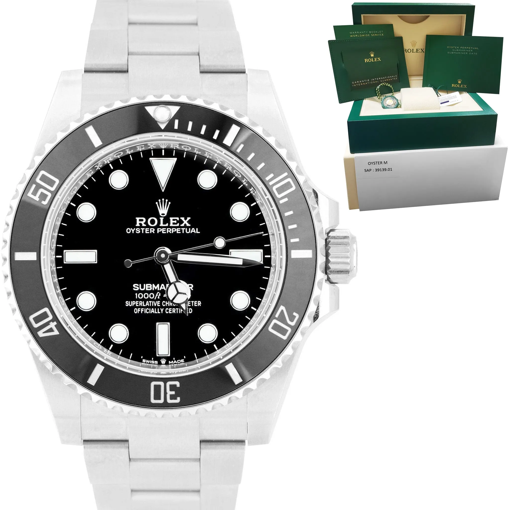 NEW MAY 2022 Rolex Submariner 41mm No-Date Black Steel Ceramic Watch 124060 LN