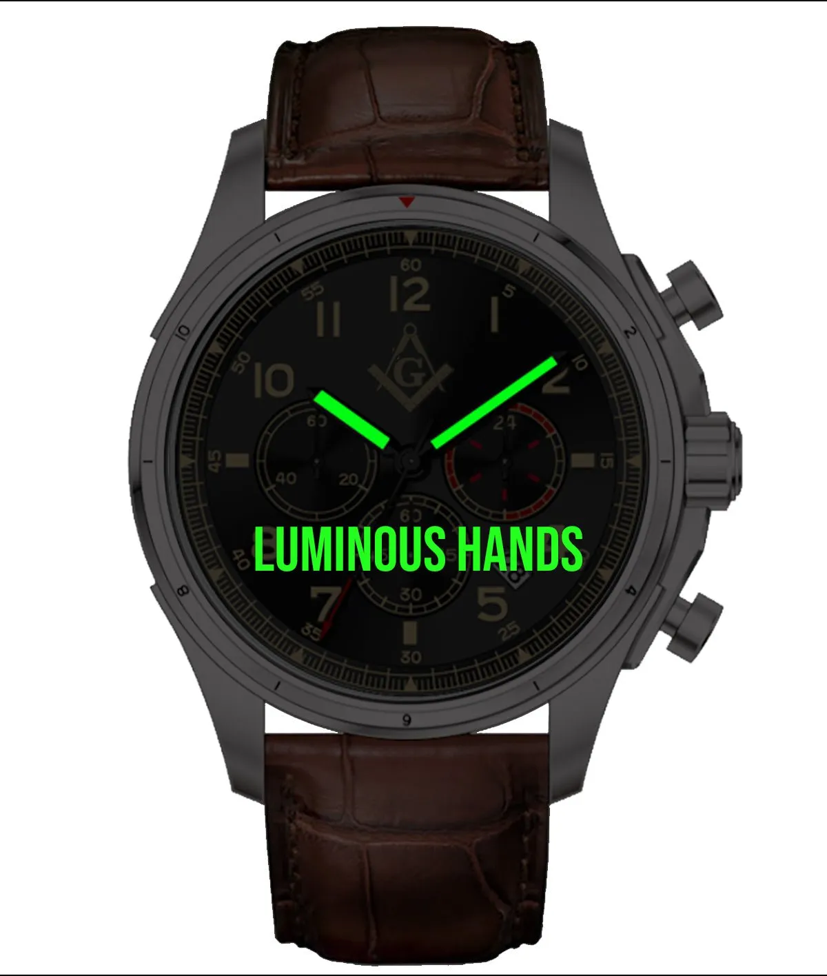 New Men's Stainless Steel Master Mason Masonic Chronograph Watch, 45mm