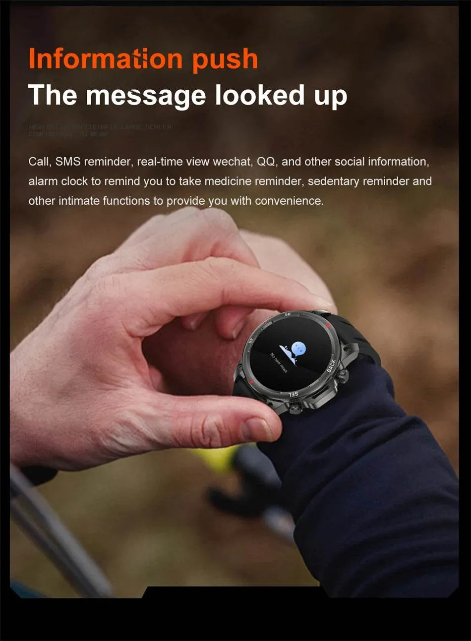 New Smart Watch 3ATM Waterproof Original Design For Men Bluetooth Call Health Monitor With Flashlight 100  Sports Modes
