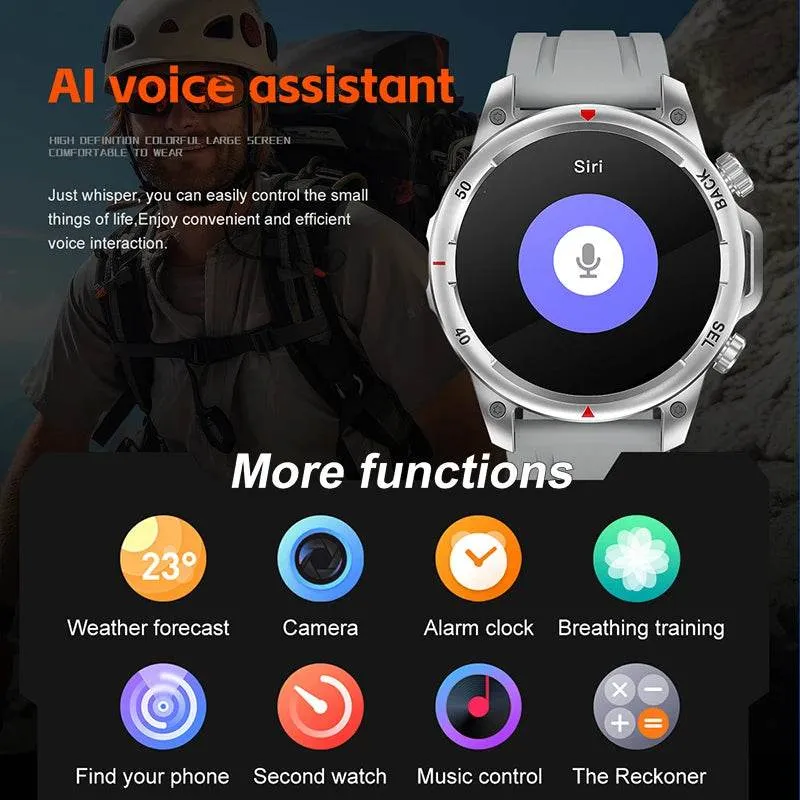 New Smart Watch 3ATM Waterproof Original Design For Men Bluetooth Call Health Monitor With Flashlight 100  Sports Modes