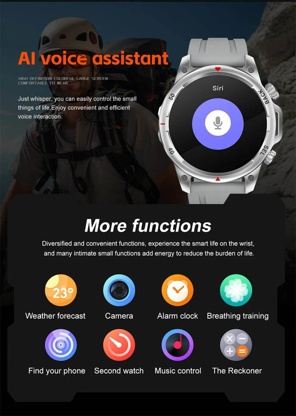 New Smart Watch 3ATM Waterproof Original Design For Men Bluetooth Call Health Monitor With Flashlight 100  Sports Modes