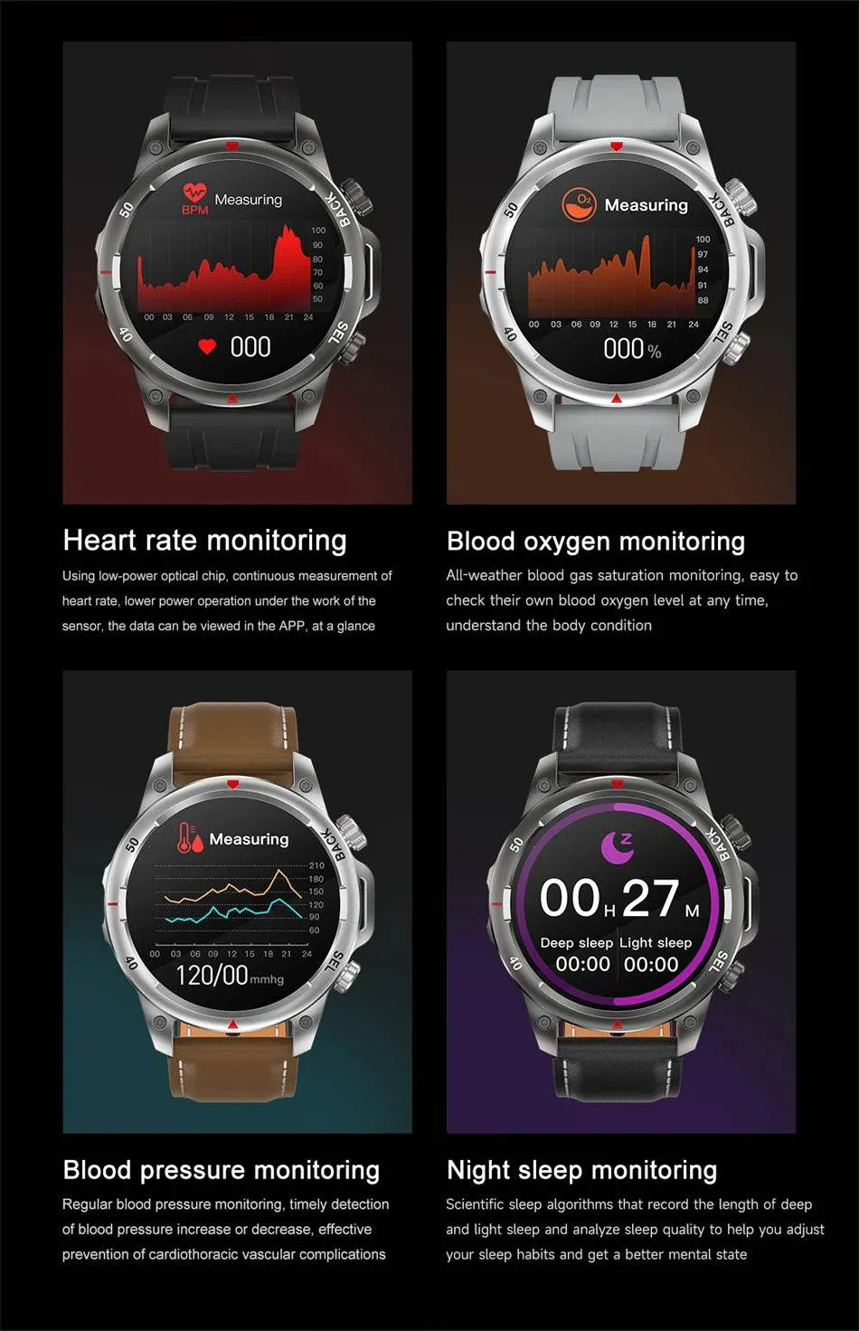 New Smart Watch 3ATM Waterproof Original Design For Men Bluetooth Call Health Monitor With Flashlight 100  Sports Modes