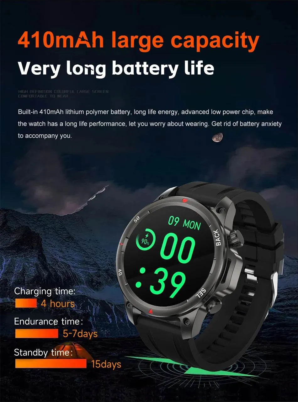New Smart Watch 3ATM Waterproof Original Design For Men Bluetooth Call Health Monitor With Flashlight 100  Sports Modes