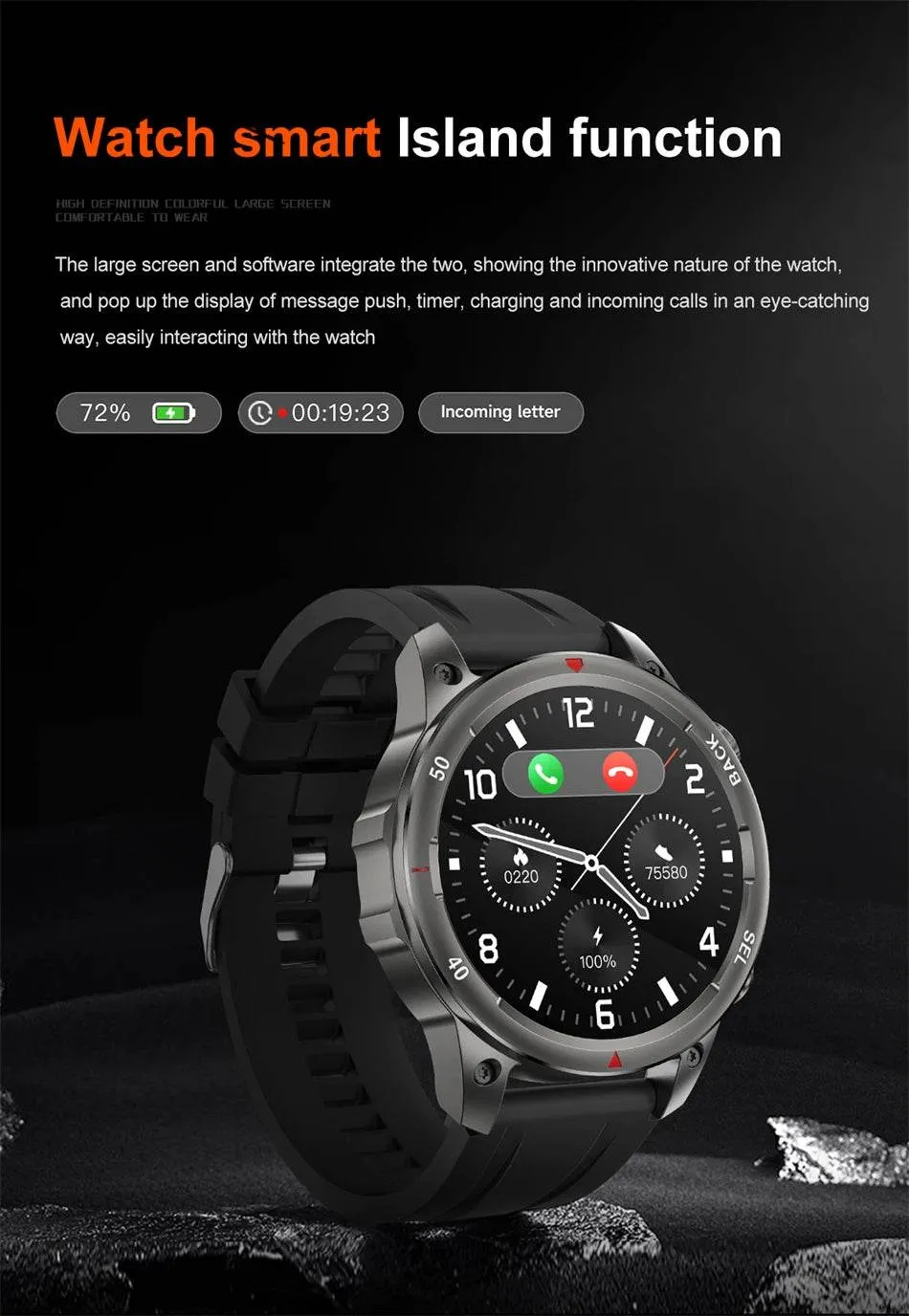 New Smart Watch 3ATM Waterproof Original Design For Men Bluetooth Call Health Monitor With Flashlight 100  Sports Modes