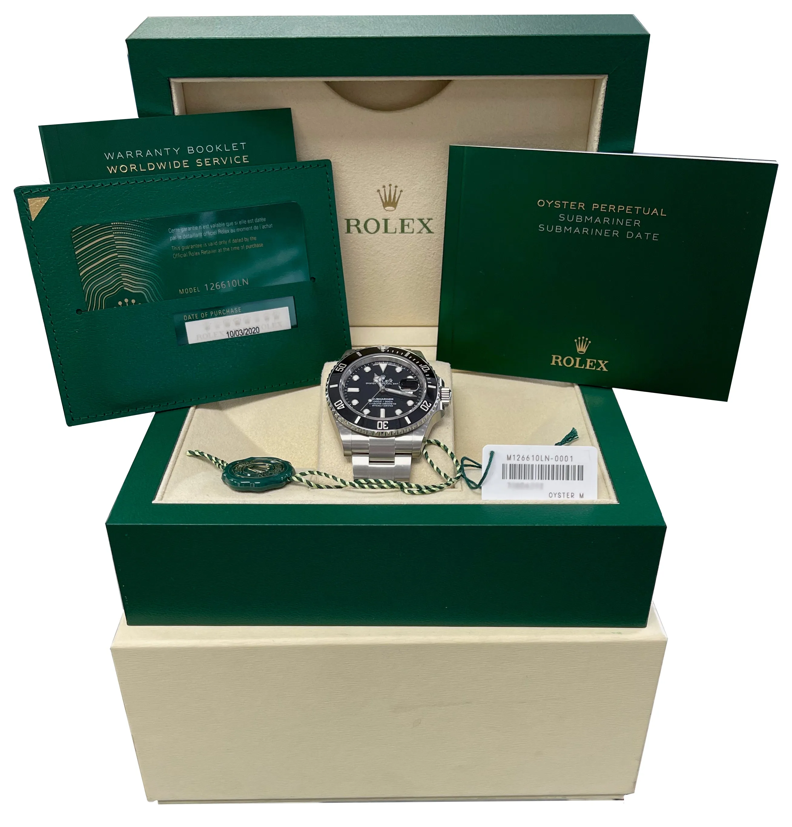 NEW STICKERED 2020 Rolex Submariner 41 Date Steel Black Ceramic Watch 126610 LN
