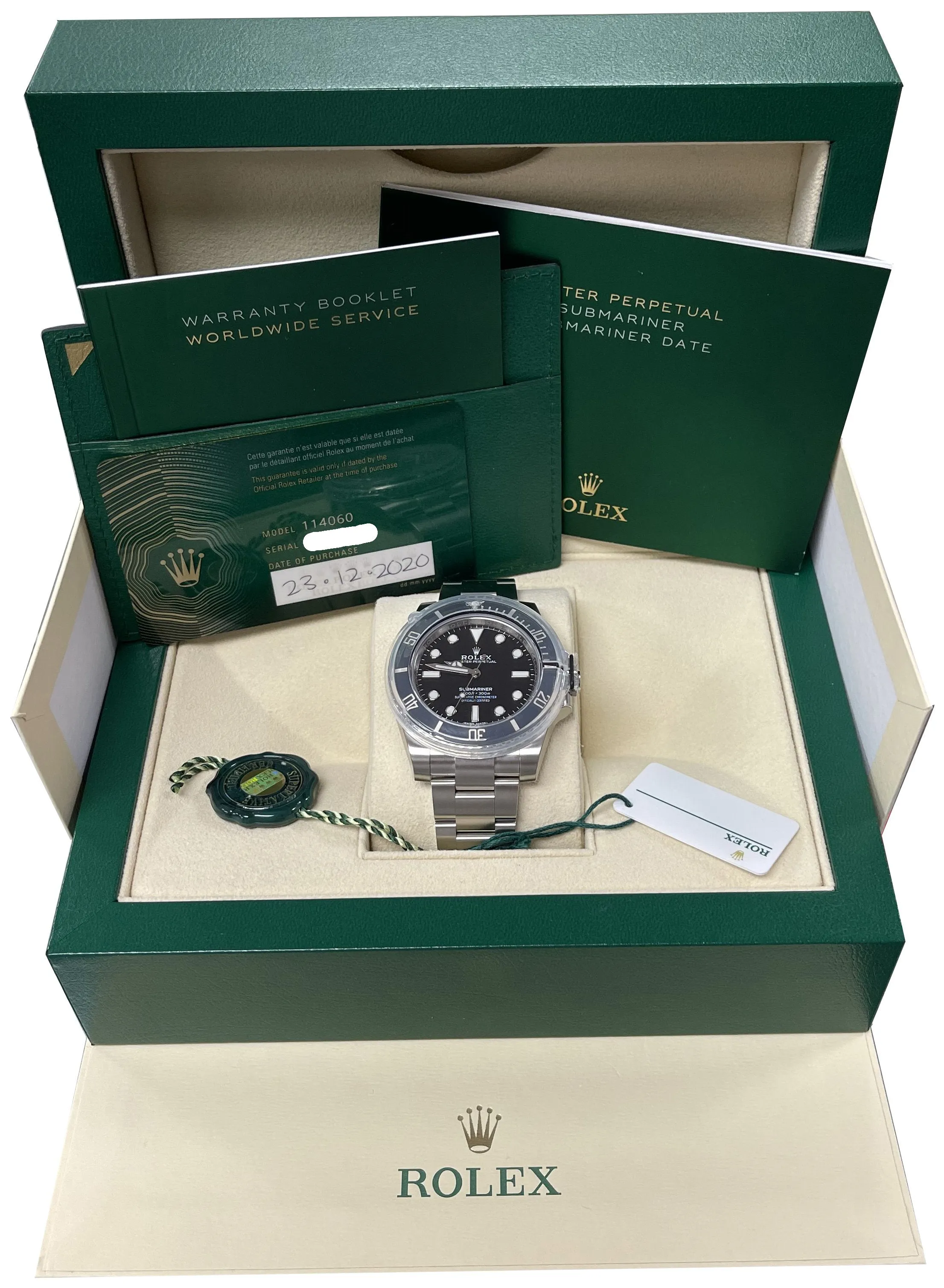 NEW STICKERED 2020 Rolex Submariner No-Date Stainless Steel 40mm Watch 114060