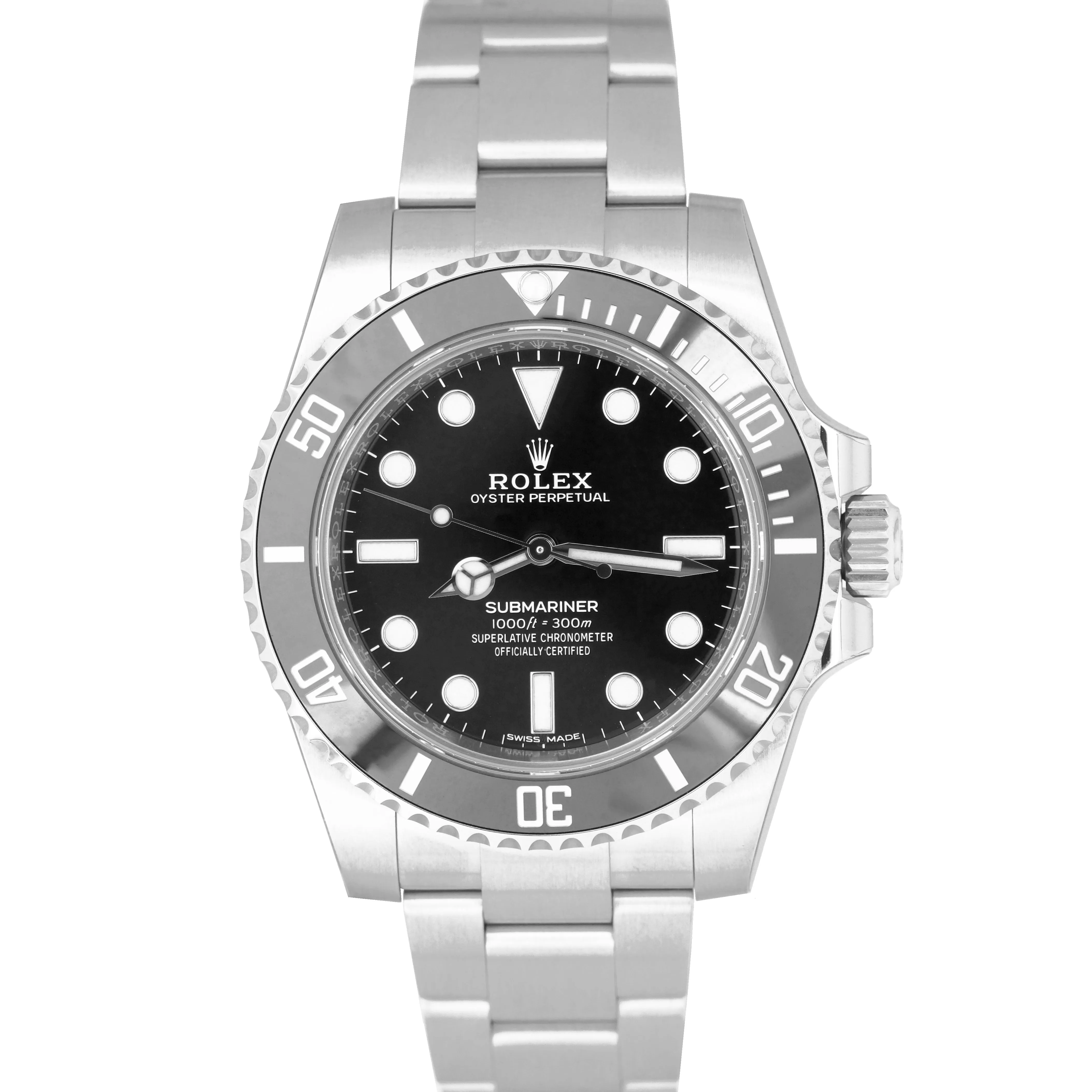 NEWEST CARD STICKERED Rolex Submariner No-Date Ceramic Black 40mm Watch 114060