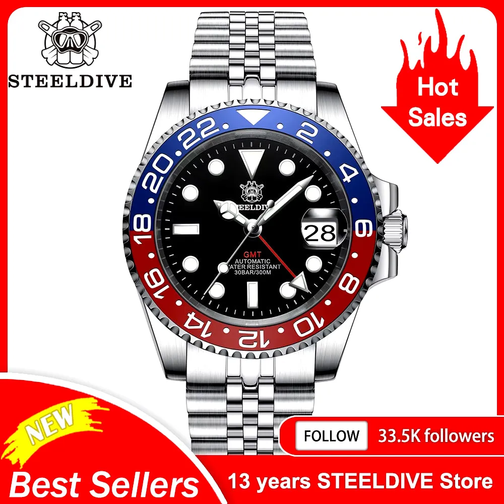 NH34 Movement New Watch 2023 Four Hands GMT  41MM SD1993 C3 Super Luminous 300M Waterproof Mens Dive Watch Reloj